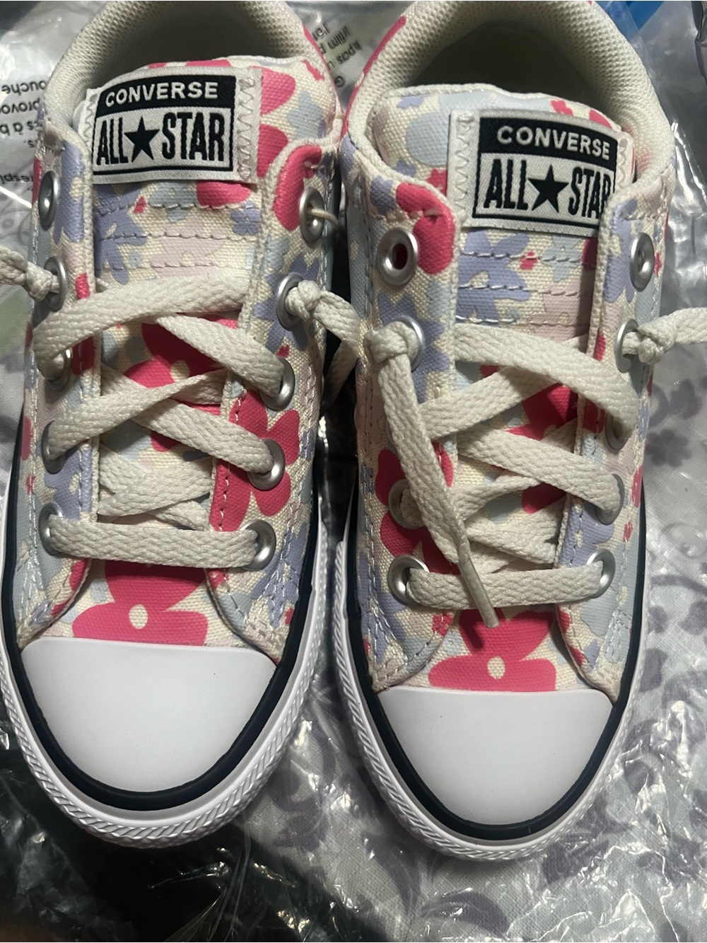 Converse Kids All Star Floral Low Top Sneakers - Pink & Lavender